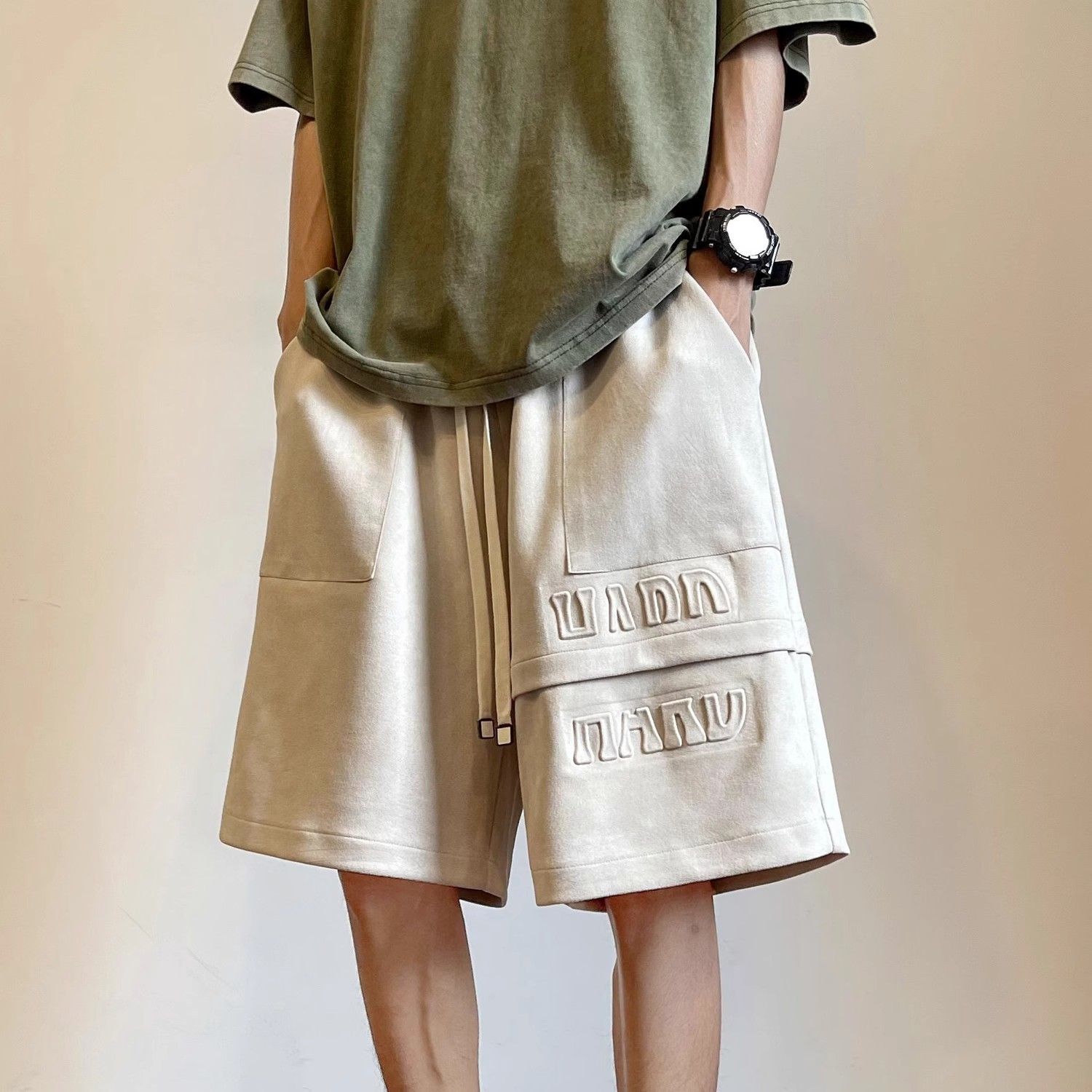 Summer Clothing Deals - 남성 반바지 편지 접합 헐렁한 Drawstring