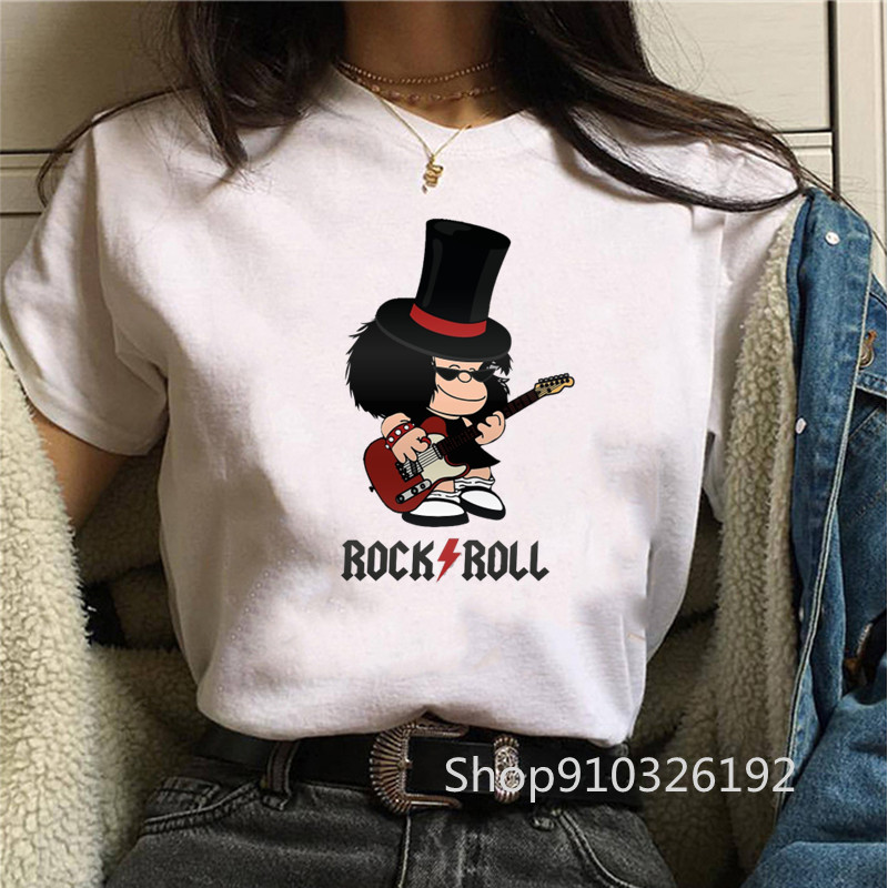 Summer Clothing Teens - Rock Roll Mafalda 티셔츠 재미 있은
