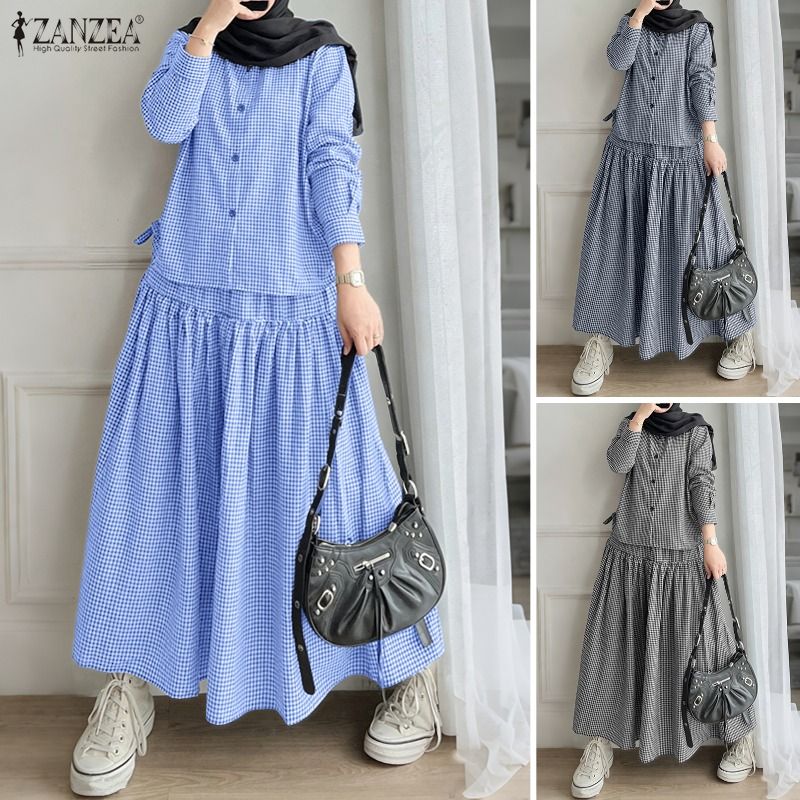 Summer Clothing Hijab - 잔제아 무슬림 2피스 세트 히잡 의상