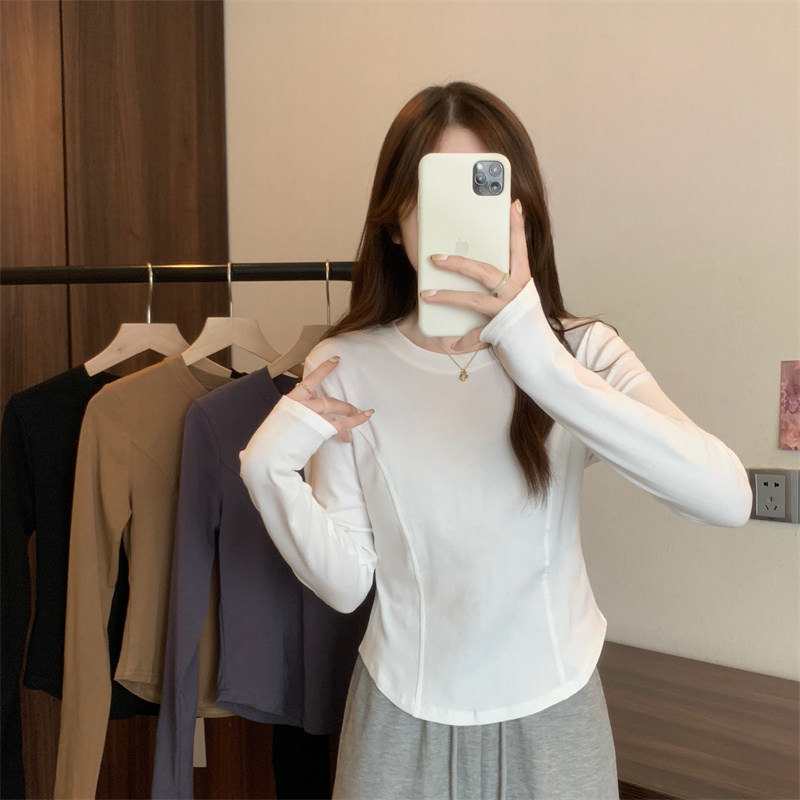 Summer Clothing Teens - 여성 슬림핏 긴소매 베이스 셔츠 가을