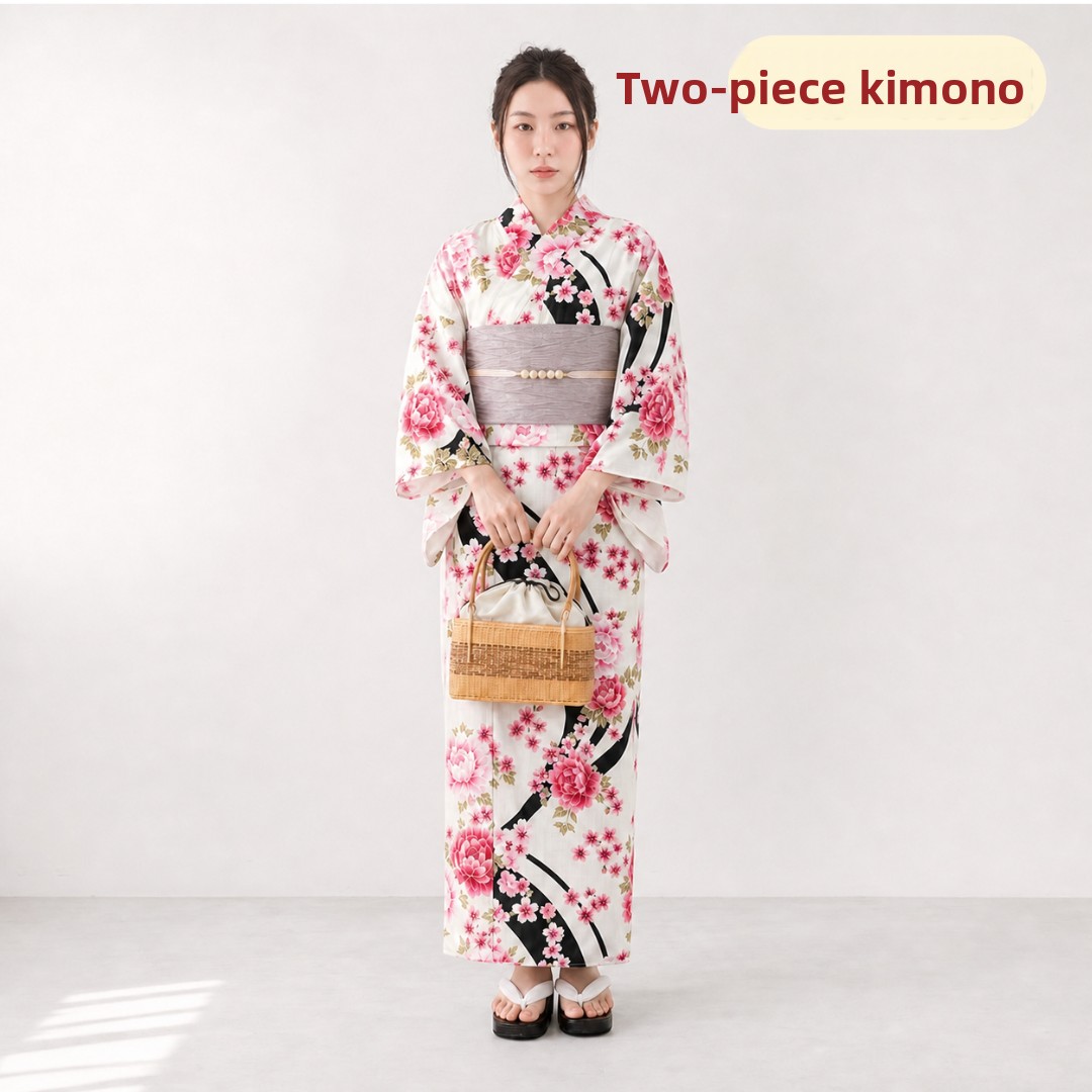 Summer Clothing Wear - 여성용 기모노 스타일 투피스 목욕 가운