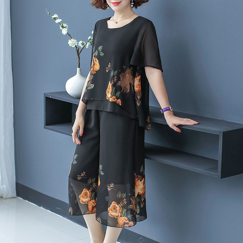 우아한 패션 꽃 인쇄 레이스 짧은 세트 여름 2025  - Summer Clothing For 60 Year Old Woman 리뷰 및 가격