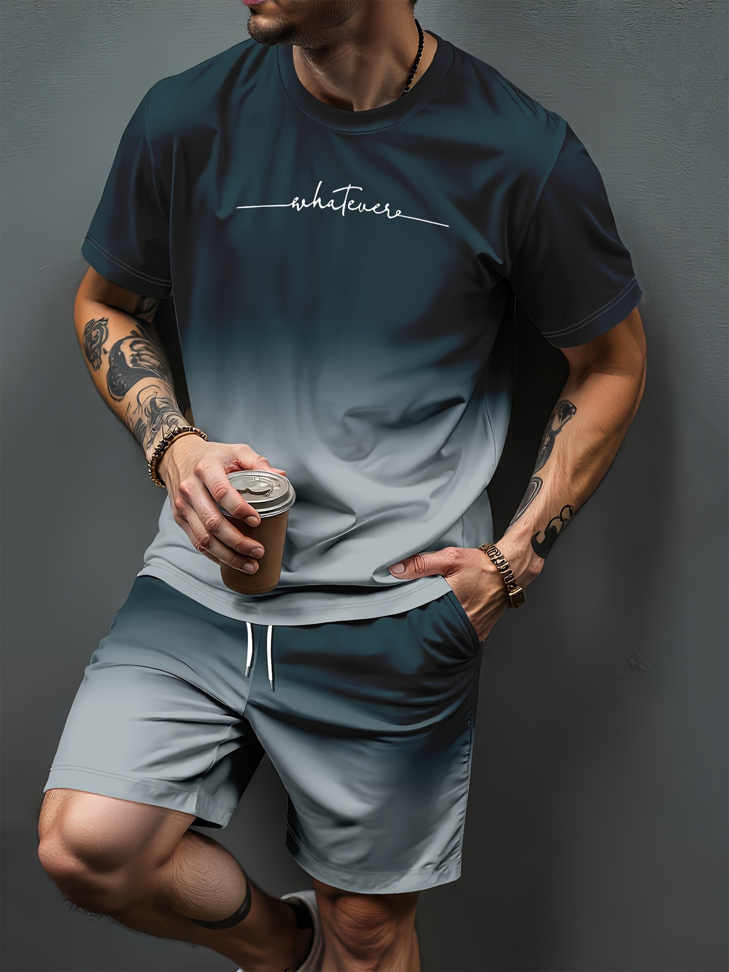 그라디언트 문자 패턴 3D 인쇄 운동복 남성 여성 캐주 - Summer Clothing For Young Men 리뷰 및 가격