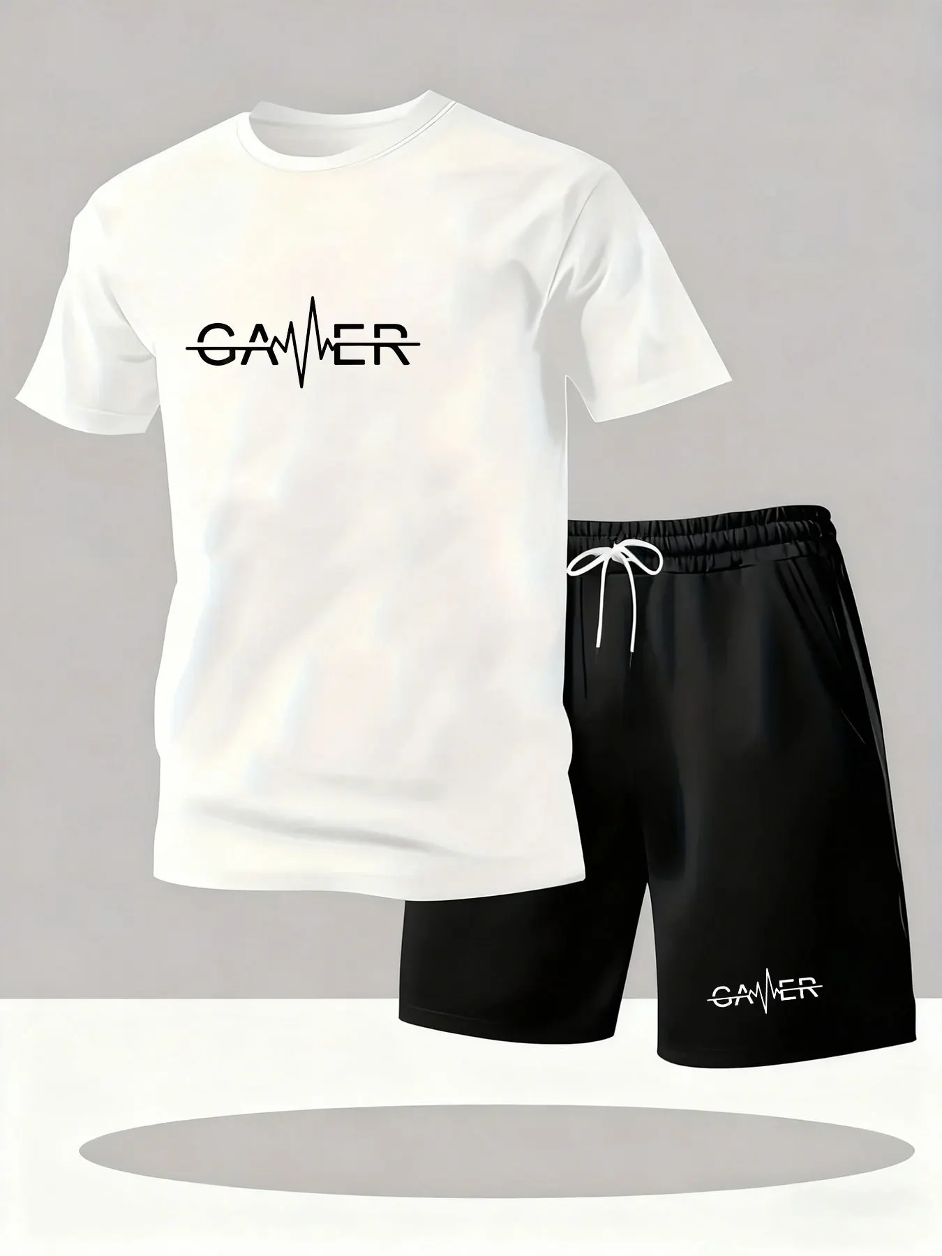남성 여름 2피스 세트 크루넥 반팔 티셔츠 드로스트링  - Summer Clothing For Young Men 리뷰 및 가격
