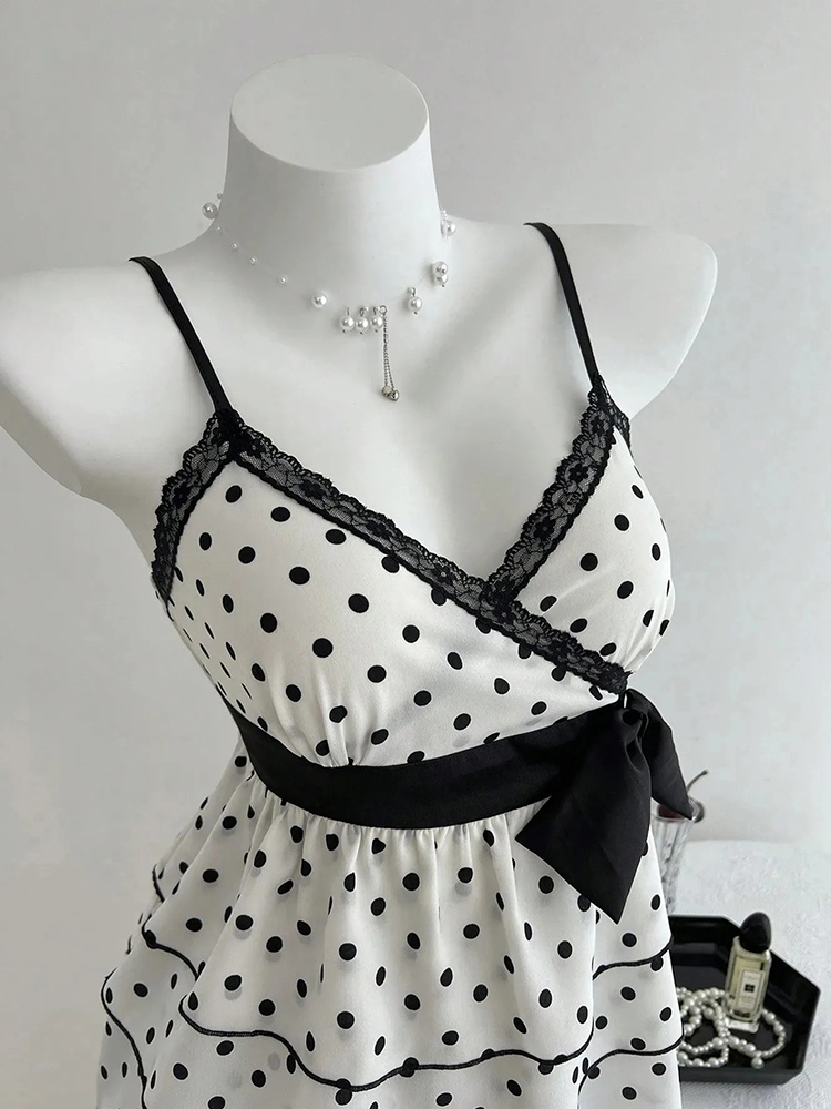 프렌치 스타일 레트로 레이스 패치워크 컬러 블록 보우  - Summer Clothing For 60 Year Old Woman 리뷰 및 가격
