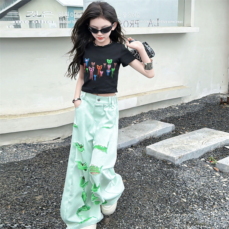 십대 소녀 의류 세트 새로운 패션 화려한 나비 크롭 탑 - Summer Clothing Deals 리뷰 및 가격