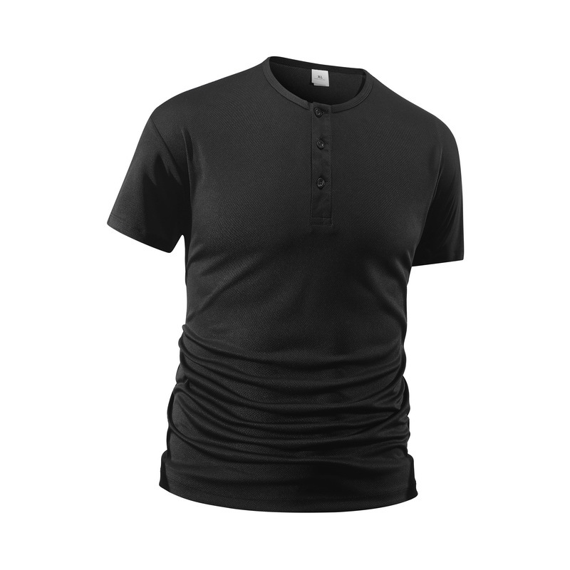 여름 남성용 단색 피트니스 캐주얼 메쉬 헨리넥 셔츠 반 - Summer Clothing For Young Men 리뷰 및 가격