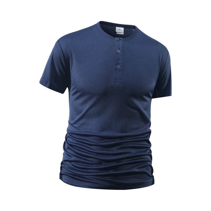여름 남성용 단색 피트니스 캐주얼 메쉬 헨리넥 셔츠 반 - Summer Clothing For Young Men 리뷰 및 가격