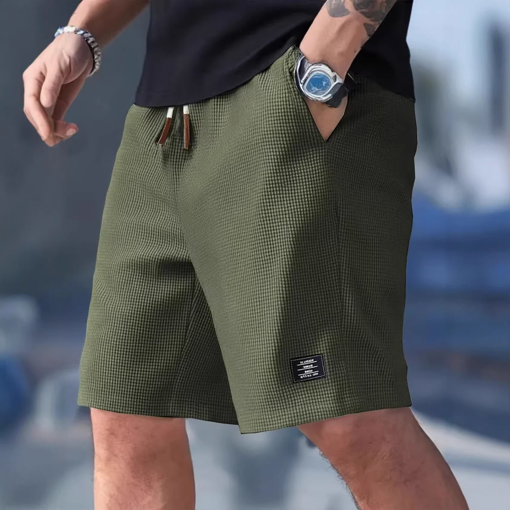 남성 반바지 블랙 와플 오버사이즈 남성 반바지 3XL  - Summer Clothing Deals 리뷰 및 가격
