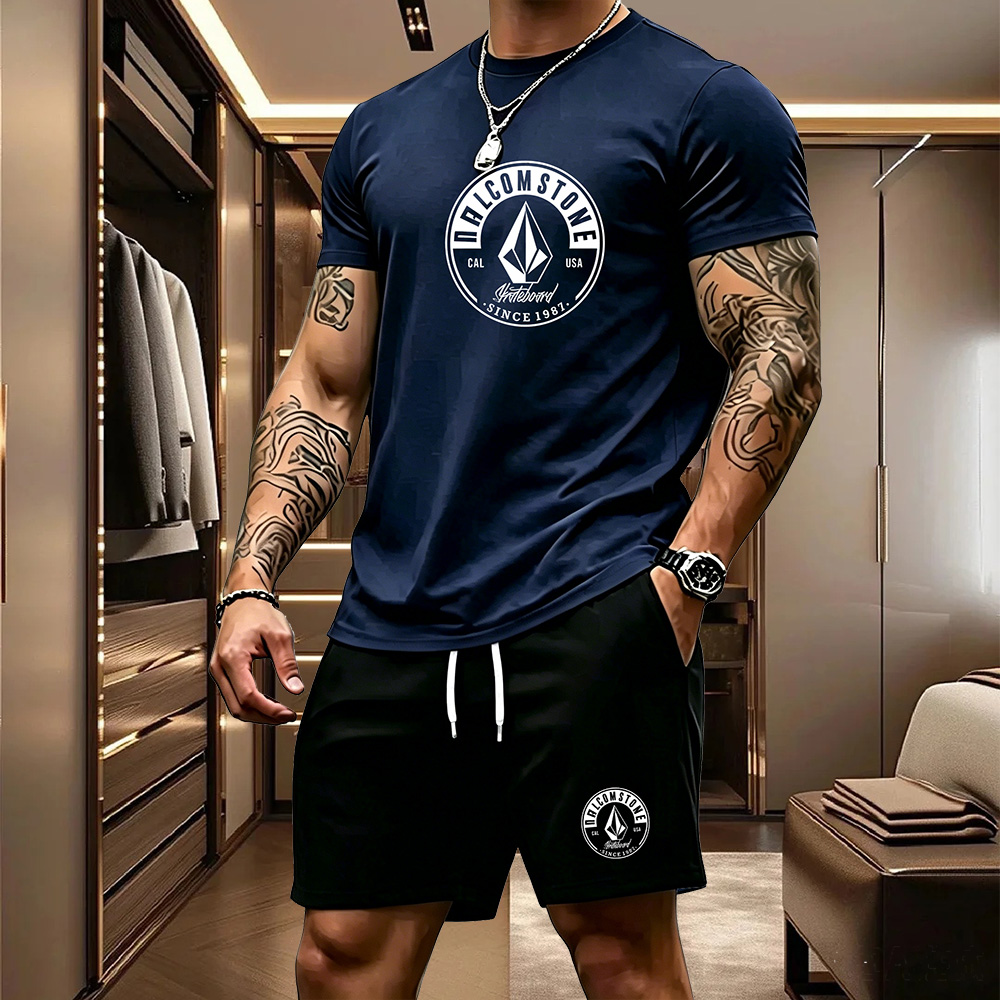 남성 캐주얼 스포츠웨어 2피스 세트 클래식 반팔 티셔츠 - Summer Clothing For Young Men 리뷰 및 가격