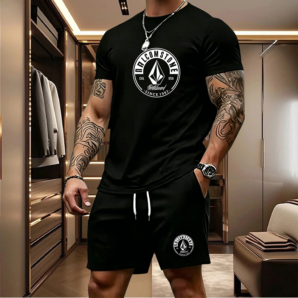 남성 캐주얼 스포츠웨어 2피스 세트 클래식 반팔 티셔츠 - Summer Clothing For Young Men 리뷰 및 가격