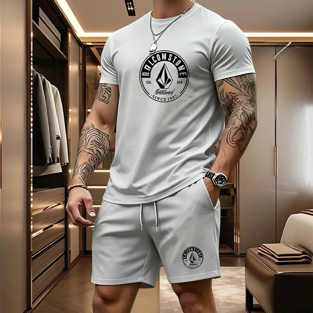 남성 캐주얼 스포츠웨어 2피스 세트 클래식 반팔 티셔츠 - Summer Clothing For Young Men 리뷰 및 가격