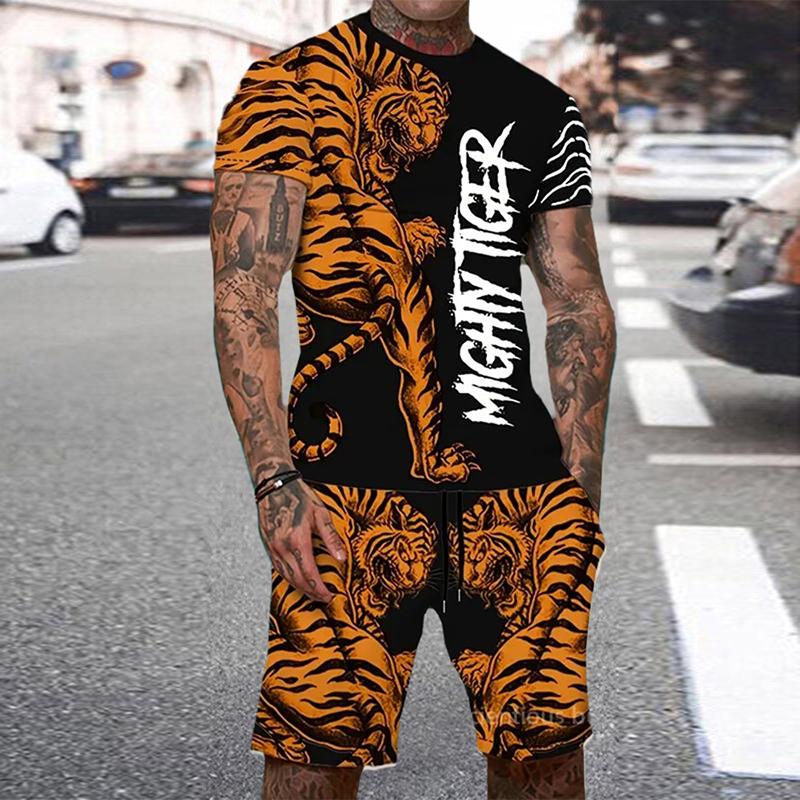 동물 호랑이 트랙슈트 3D 프린트 남성 비치 슈트 캐주 - Summer Clothing For Young Men 리뷰 및 가격