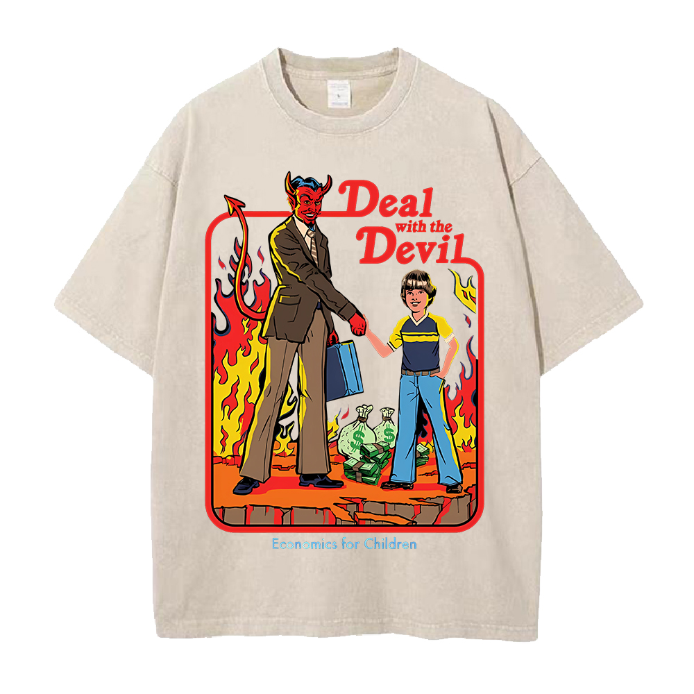 Deal Wich The Devil 프린트 티셔츠 다크 - Summer Clothing Deals 리뷰 및 가격
