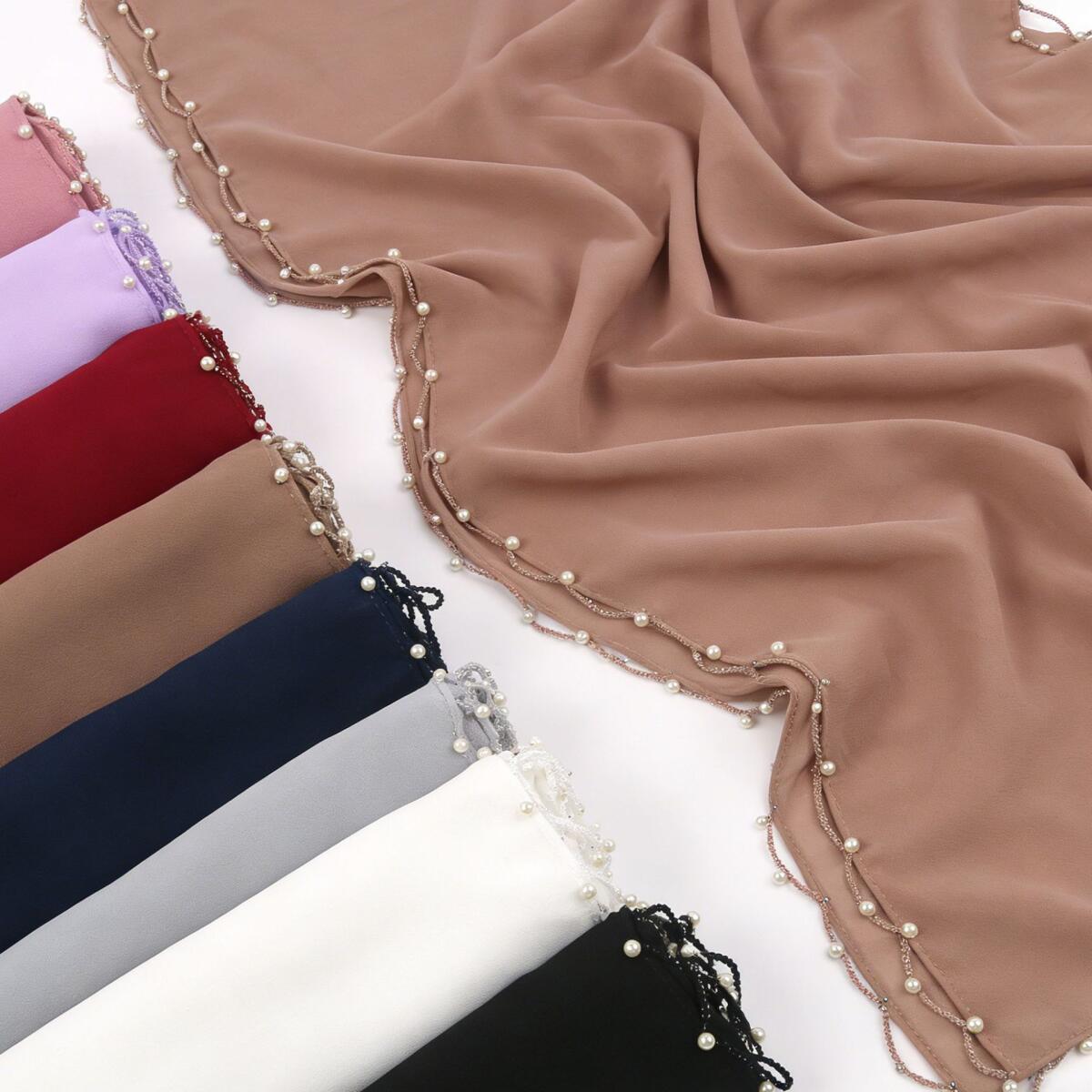 히잡 스카프 플레인 펄 시폰 파시미나 부드러운 머리 스 - Summer Clothing Hijab 리뷰 및 가격