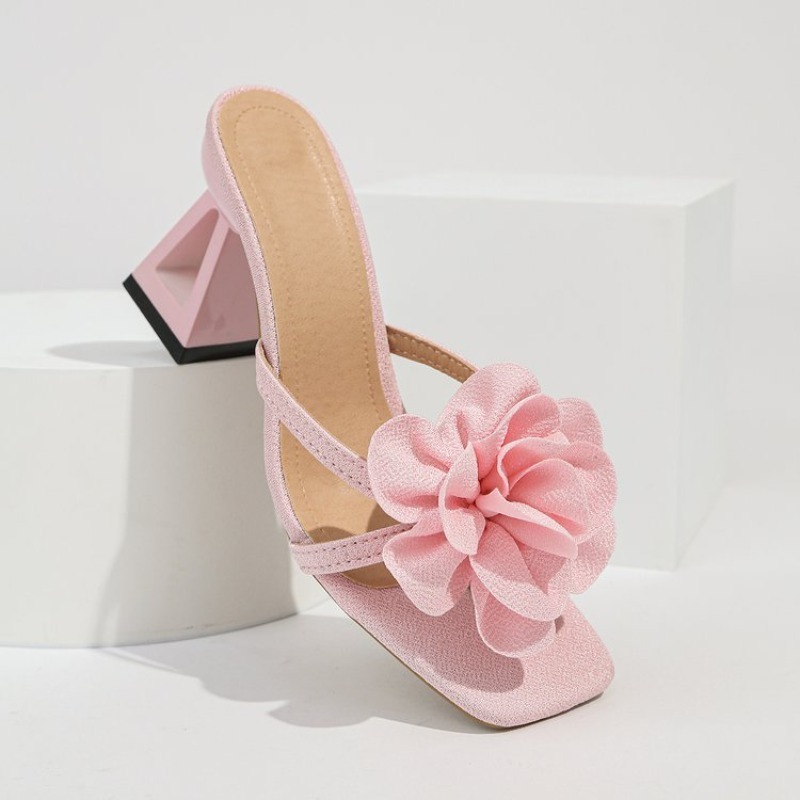 여성용 3D 꽃 장식 샌들 삼각형 컷아웃 하이힐 샌들  - Summer Clothing Modest 리뷰 및 가격