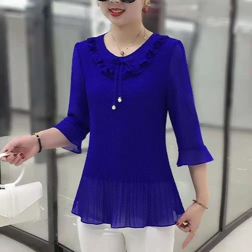 가을 신상 레이스 크루넥 패션 셔츠 슬림핏 얇은 여성  - Summer Clothing For 60 Year Old Woman 리뷰 및 가격