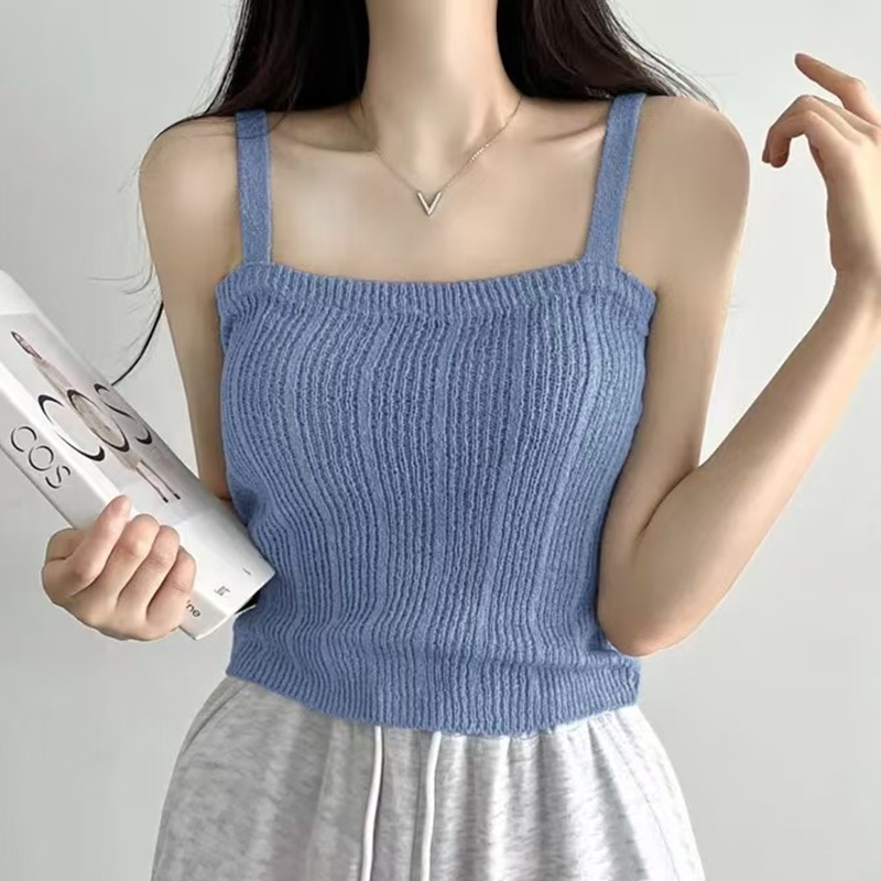 여성용 니트 캐미 탑 십대 소녀 파스텔 민소매 스트랩  - Summer Clothing Teens 리뷰 및 가격