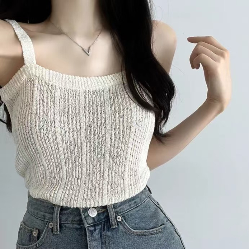 여성용 니트 캐미 탑 십대 소녀 파스텔 민소매 스트랩  - Summer Clothing Teens 리뷰 및 가격
