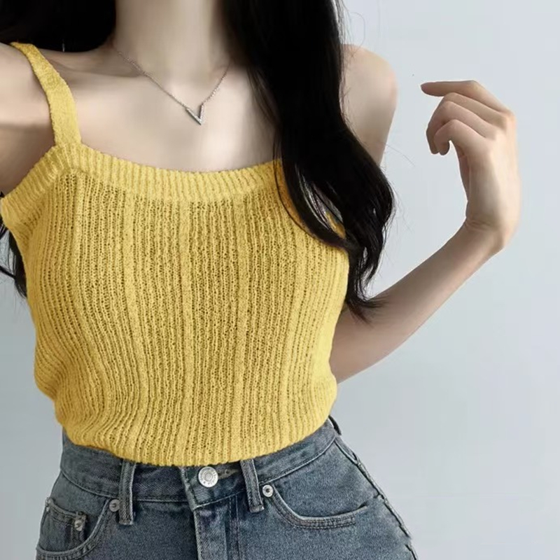 여성용 니트 캐미 탑 십대 소녀 파스텔 민소매 스트랩  - Summer Clothing Teens 리뷰 및 가격