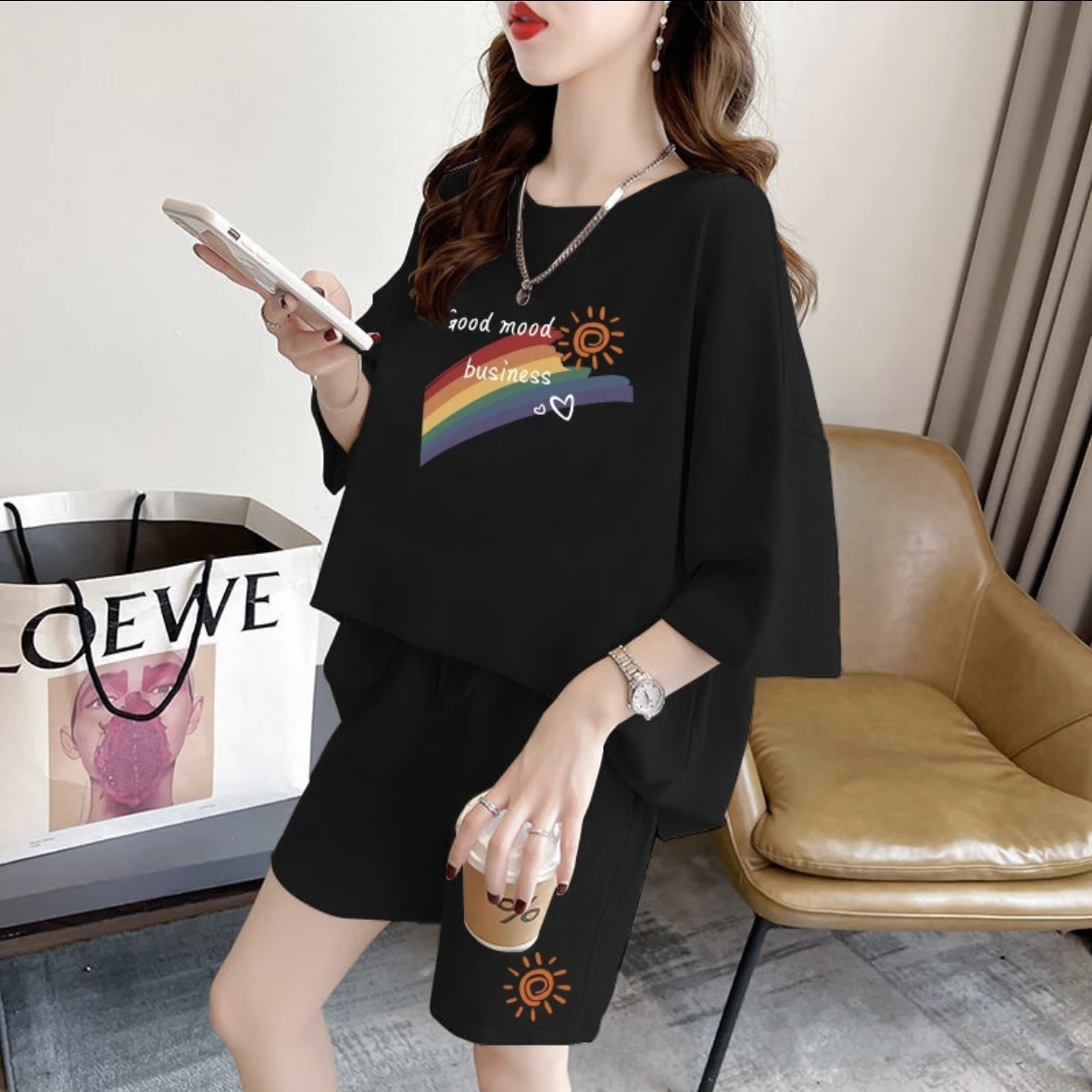 패션 여성 여름 반바지 세트, 스포츠웨어, 오버사이즈  - Summer Clothing 리뷰 및 가격